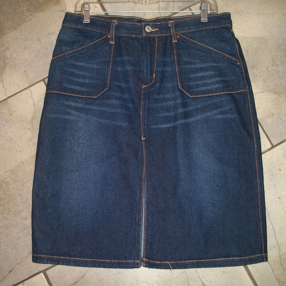 Express Dark Wash Denim Straight Skirt 9 10